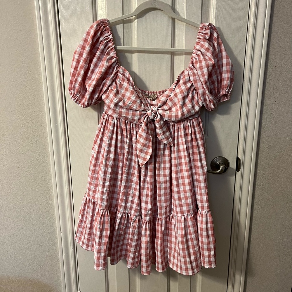mable pink gingham cottagecore barbiecore dress size large